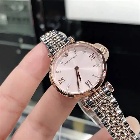 Armani Women's Gypsophila Diamond Waterproof Quartz Pink Dial Watch