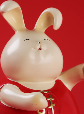 招财兔摆件前台卧室客厅装饰品发财兔闺蜜结婚乔迁开业礼物送新人