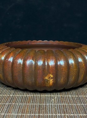 仿古纯铜点金南瓜笔洗铜器工艺品家居吧台玄关电视柜装饰摆件