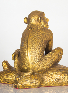 纯黄铜属猴年摆件十二生肖猴聚宝盆猴钱袋子猴福字猴抱印猴工艺品