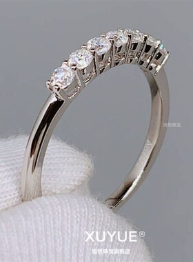 18K白金莫桑石戒指七公主女不掉色高档婚戒情侣首饰钻戒送女友