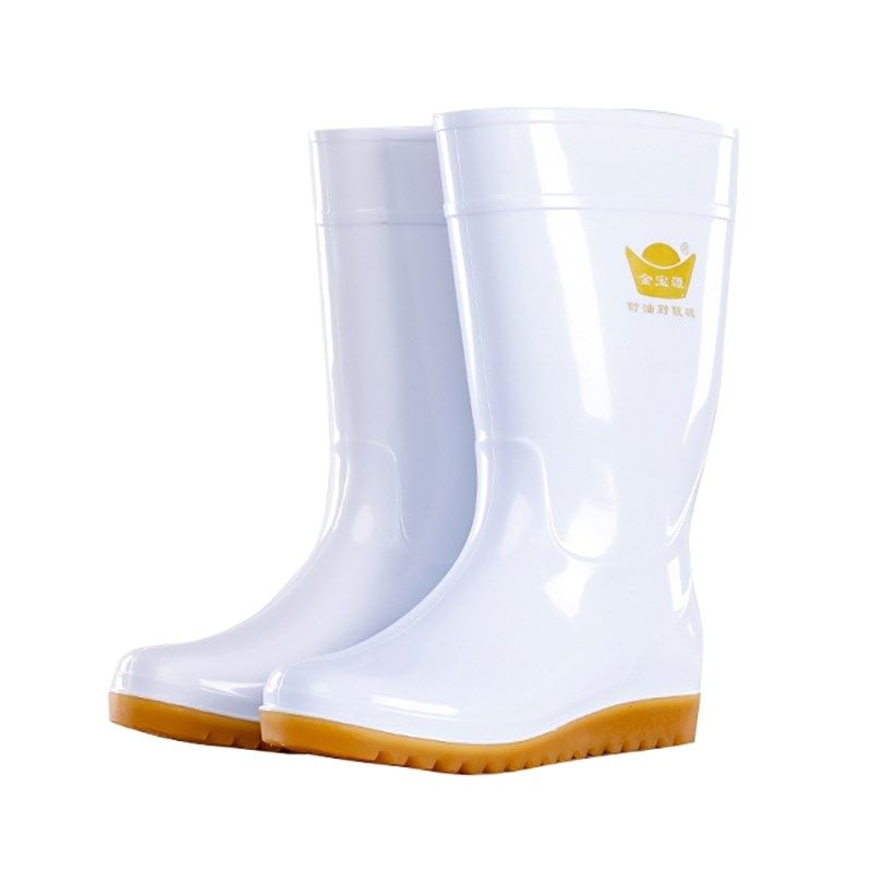平底雨鞋白色中高筒牛筋耐磨耐酸碱水鞋防滑食品水靴劳保雨靴胶鞋,淘宝优惠券,粉丝福利购,淘宝优惠卷