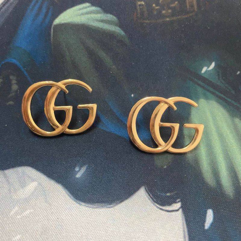 S925银针韩国东大门GG字母个性简约时尚gg耳钉时髦金属风耳环耳饰 - 图0