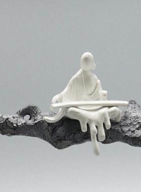 新中式创意雕塑禅意佛摆件书房客厅玄关酒柜工艺品办公室软装饰品