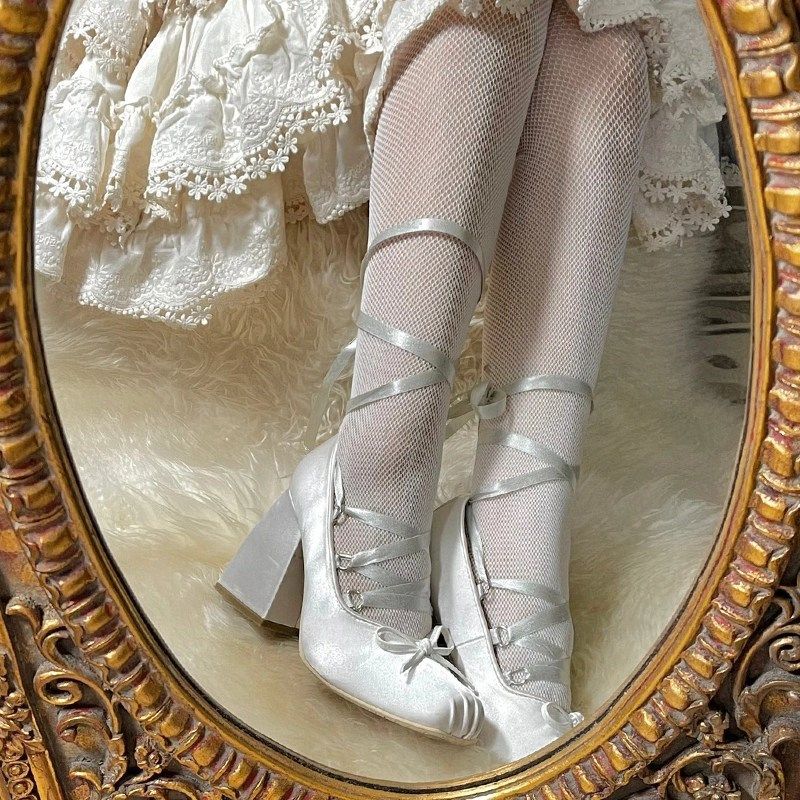 法式交叉绑带高跟鞋粗跟粉色少女芭蕾风鞋2025新款lolita方头单鞋,淘宝优惠券,粉丝福利购,淘宝优惠卷