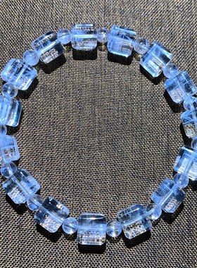 天然蓝针c水晶手链女显针天使的羽毛方块刻面手串男喜马白水晶饰