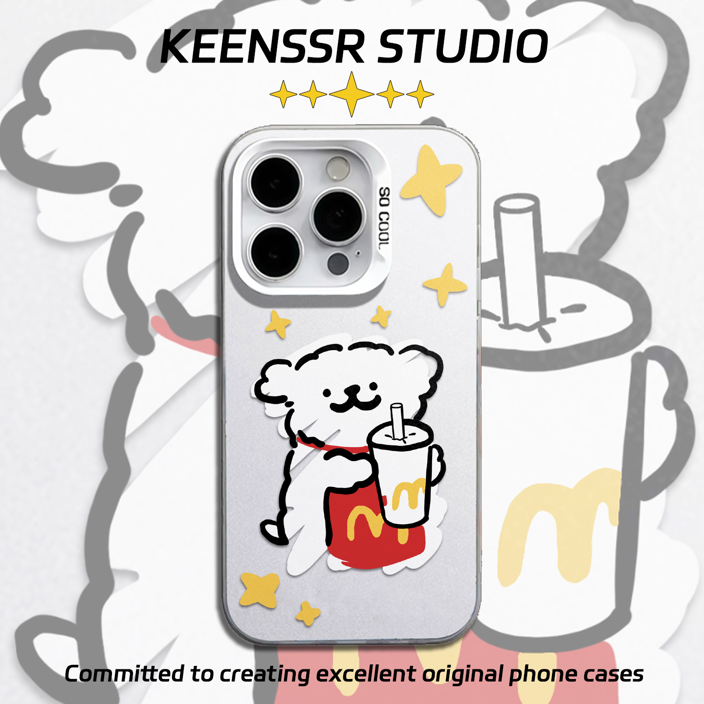 线条小狗手机壳情侣苹果iphone16promax70oppo80iqoo荣耀60小米15一加vivo13红米pura14华为12mate11外壳新款,淘宝优惠券,粉丝福利购,淘宝优惠卷