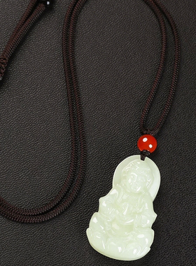 和田玉吊坠玉观音头玉坠玉佩