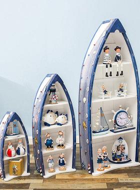 地中海船柜 客厅装饰品摆件海洋风船型收纳柜家居装饰木质摆设