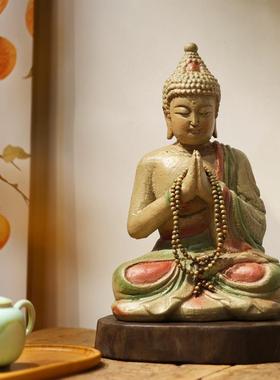 新中式敦煌禅意佛像摆件覆古做旧玄关酒柜庭院花园鱼缸造景保平安