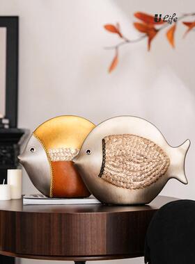 高档欧式摆件创意陶瓷摆设客厅工艺品情侣鱼电视柜酒柜玄关结婚