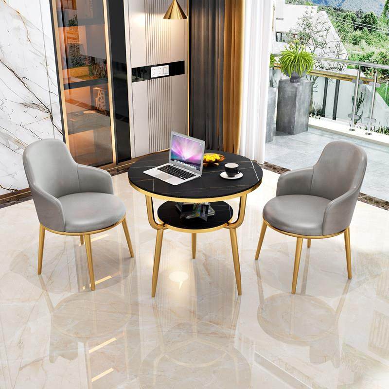 北欧现代轻奢洽谈桌椅组合会客休息区商务部售楼处接待小圆桌岩板,淘宝优惠券,粉丝福利购,淘宝优惠卷
