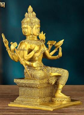 聚鑫阁全铜泰国四面佛像摆件大梵天王神像客厅酒店有求必应工艺品