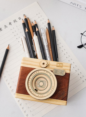 创意复古照相机笔筒收纳盒大容量办公学生桌面工艺品摆饰装饰送礼