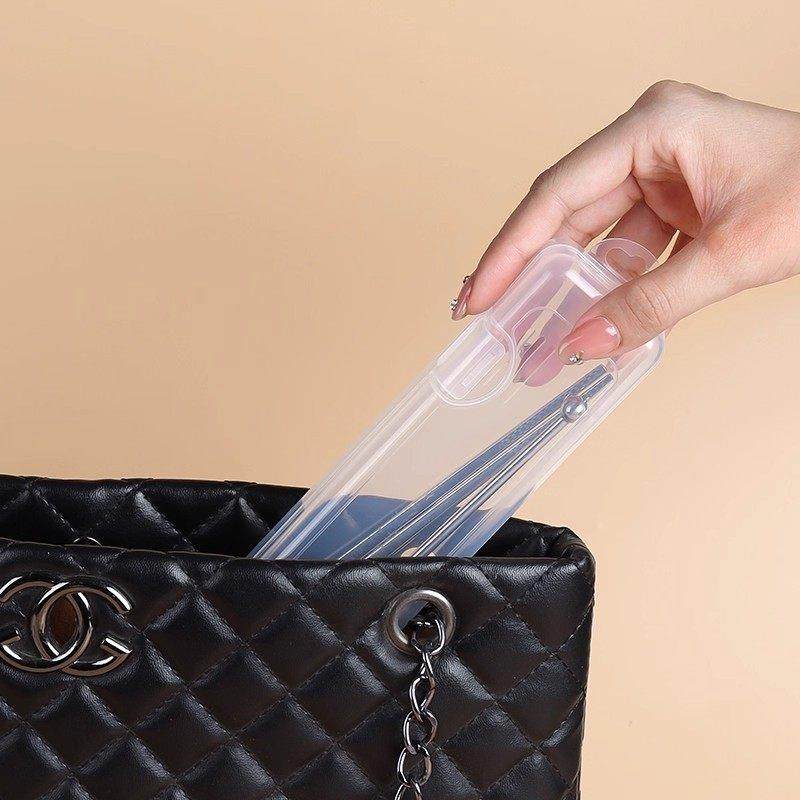 餐具便携盒子空筷勺收纳盒便携式外带上班学生户外透明卡扣翻盖式,淘宝优惠券,粉丝福利购,淘宝优惠卷