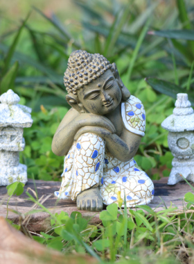 亮丽花园禅意如来小佛像摆件新中式石塔装饰品微景观摆件配件睡佛