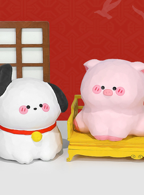 福满小生肖全套摆件办公室桌面工位装饰十二生肖2024新本命年礼物