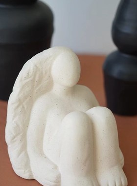 西岱岛家居 出口北欧家居陶瓷胖女人雕塑磨砂摆件软装饰奶油风