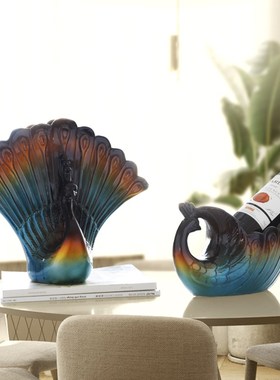 简约北欧孔雀花瓶摆件陶瓷客厅电视柜酒柜装饰品桌面摆设结婚礼物