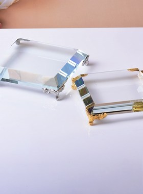 水晶玻璃底座禅意手办底首饰化妆品瓷器古玩工艺品装饰展示架摆件