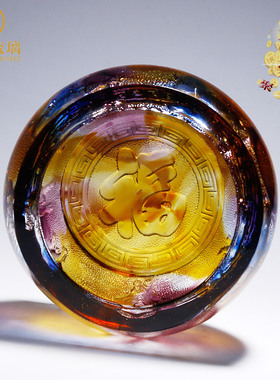 生肖牛琉璃聚宝盆摆件客厅招财装饰品店铺开业礼品创意实用工艺品