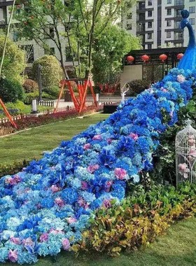 花艺孔雀模型落地摆件园林装饰大型商场房地产售楼处婚庆道具布置