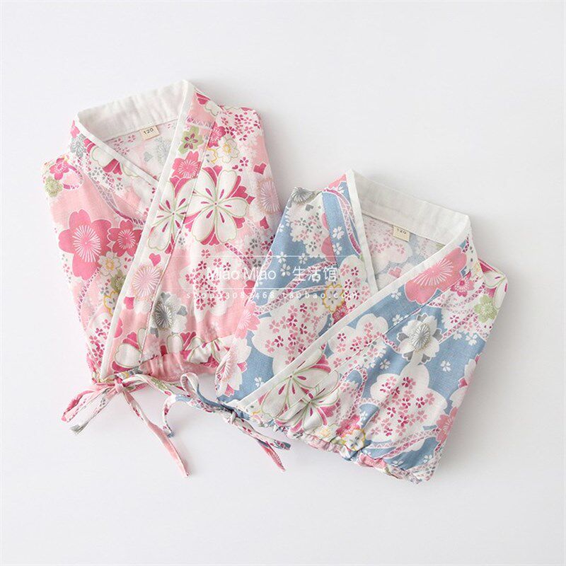 春夏秋女童纯棉纱布短袖睡裙儿童汉服睡衣汗蒸服和服亲子母女装,淘宝优惠券,粉丝福利购,淘宝优惠卷