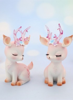 北欧可爱小鹿汽车内饰品车载摆件少女心房间布置卧室床头装饰摆件