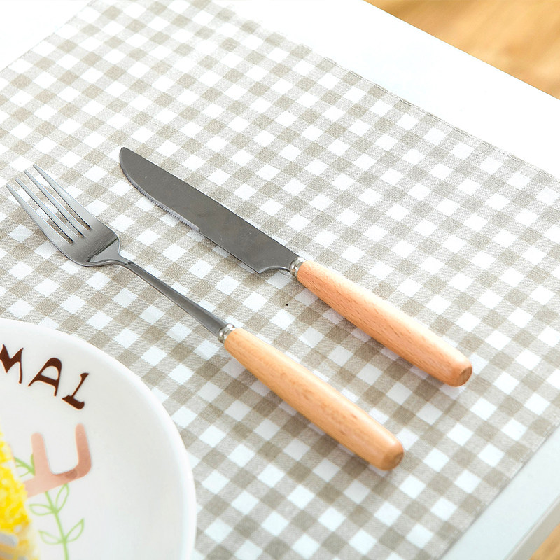 日式简约卡其格子餐垫布艺桌垫西餐家居垫碗垫隔热防烫垫盘子杯垫,淘宝优惠券,粉丝福利购,淘宝优惠卷