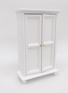 1：12迷你娃娃屋dollhouse袖珍家具双门橱柜卧室衣柜