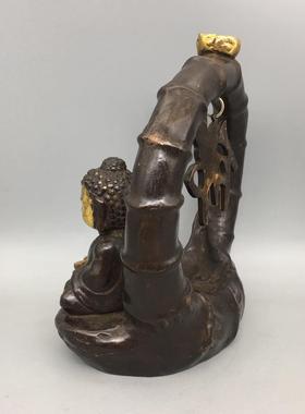 铜创意佛字小佛倒流香香炉檀香炉紫铜色小佛焚香炉家居金属小摆件