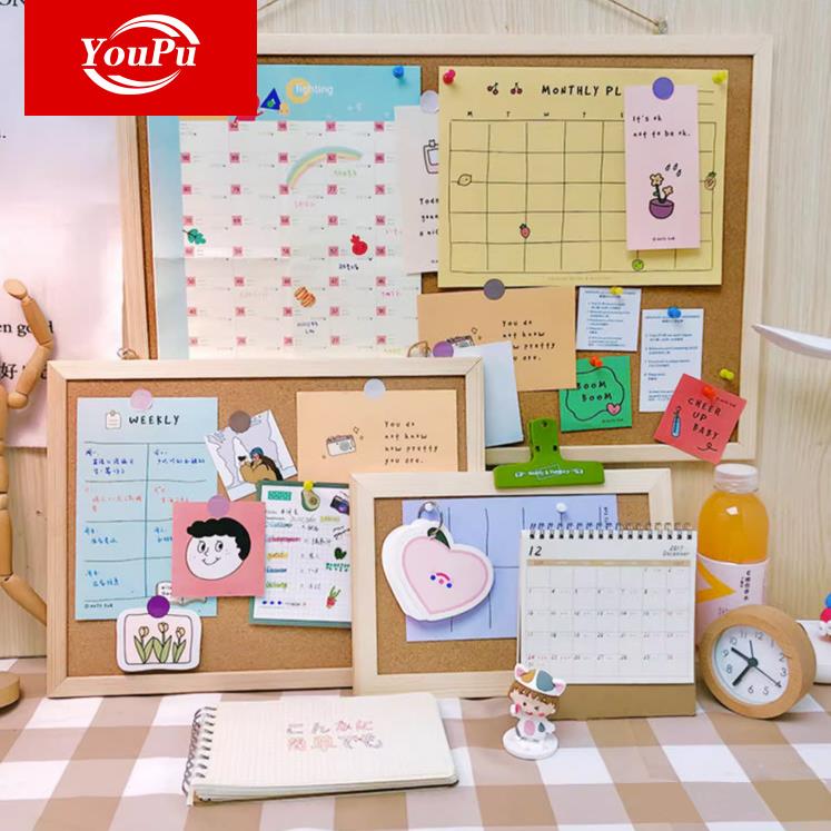 优普实木框挂式软木板照片墙毛毡留言板相框告示板通知栏告示板 - 图0