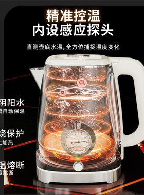 JIALI佳力复古电热水壶家用保温一体烧水壶316不锈钢恒温电热水壶