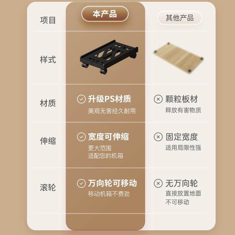 Removable retractable chassis base desktop computer chassis storage rack with plug-in row office computer host bracket