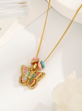 欢喜岛S925银项链蝴蝶纯银银项链送闺蜜生日礼物女