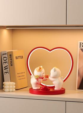 新婚结婚礼物送新人新娘高档实用情侣猫摆件婚房布置装饰品长明灯