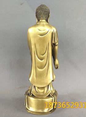 纯铜黄铜阿弥陀佛站像保平安释迦摩尼佛镇宅工艺供奉家居摆件