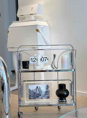 中古小推车网红ins客厅沙发边几小茶几可移动餐车置物架玻璃推车