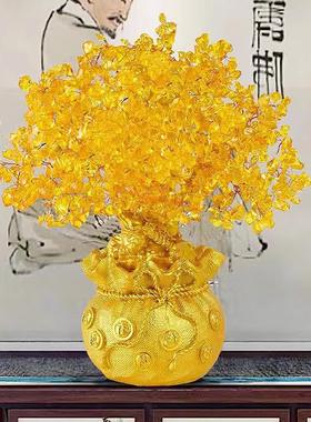 招财树摆件水晶发财树钱袋树八方来财福袋摇钱树收银台摆件礼品