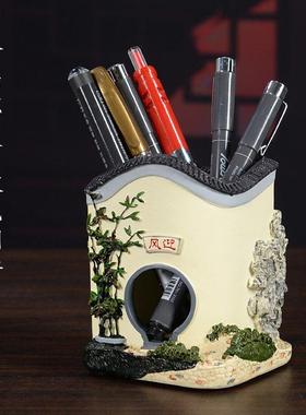 中式古典民居建筑微缩模型笔筒书房桌面装饰品摆件送老师同学礼品