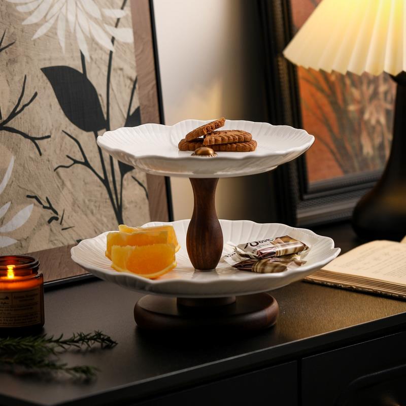 陶瓷多层水果盘家用零食点心架摆放盘子客厅餐厅收纳多层创意摆件 - 图1