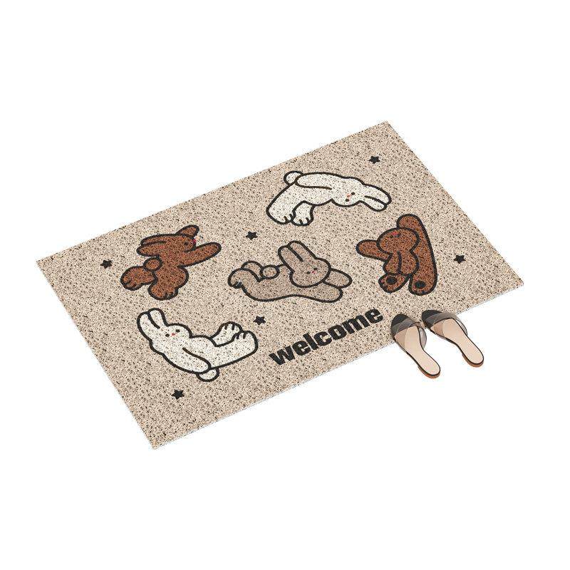 线条小兔丝圈地垫玄关入户地毯可裁剪进门脚垫子家用除尘卡通门垫,淘宝优惠券,粉丝福利购,淘宝优惠卷