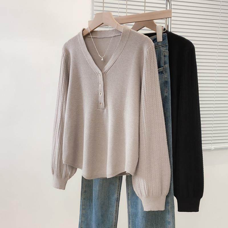 推荐大码胖mm时尚遮肉V领长袖针织衫内搭女秋季2025新款打底毛衣,淘宝优惠券,粉丝福利购,淘宝优惠卷