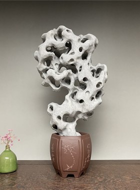 广西类太湖石天然原石清供石灵璧奇中式客厅书房装饰小Z型摆件国