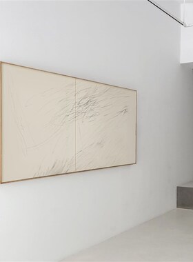 crisis art17抽象画米白色侘寂风奶油色装饰画线条办公室大尺寸