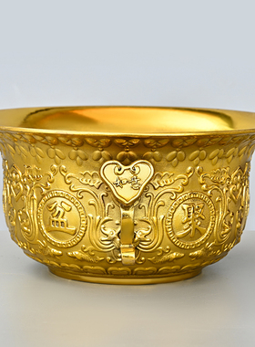 纯铜聚宝盆摆件招財玄q关铜盆聚財家居客厅店铺洒柜礼品铜的聚宝