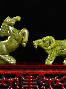 天然黄玉南玉石十二生肖 摆放三合局家居办公室客厅摆件饰品礼物