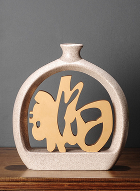 新中式摆件客厅酒柜装饰品现轻奢家居摆设创意花瓶插花玄关装饰品