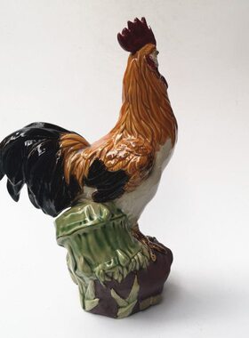 石湾陶瓷公仔手工艺封伟民印章十二生肖鸡家居装饰摆件竹报平安