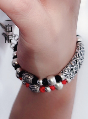足银流云百福六字真言编绳珠手链